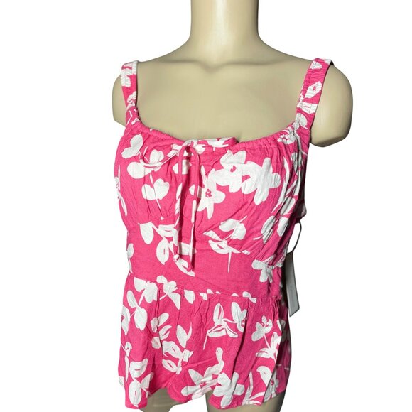 Pink & White Floral Tank Top By Urban Romantics Womens Size L 100% Rayon Lightwe - Picture 4 of 13